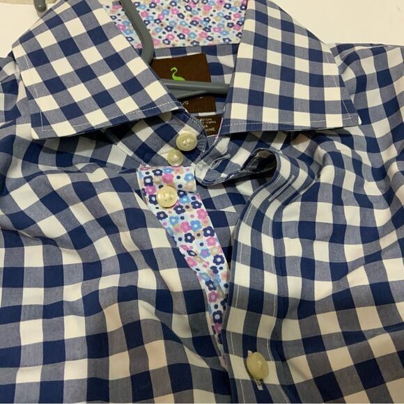 TaylorByrd Collection Men's Shirt XL Button Front Blue Print Long Sleeves - Picture 9 of 9